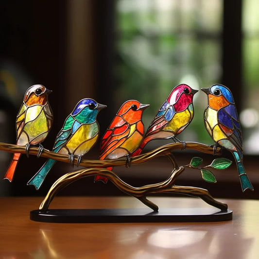 Acrylic Birds On Branch Desktop Ornaments Harmonious