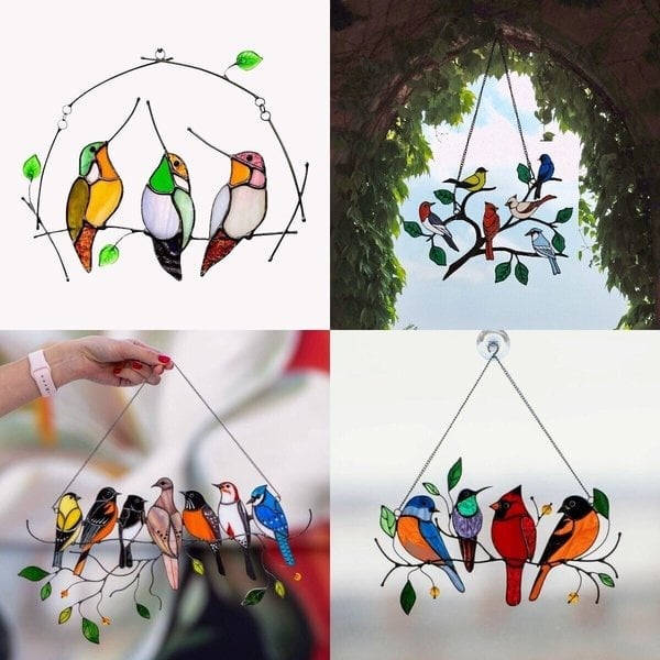 The Best Gift-Birds Stained Window Panel Hangings All Style (Save $30)
