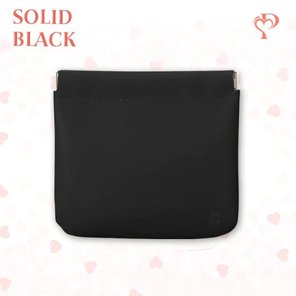 Pouchic – Snap Closure Leather Organizer Pouch Square / Black